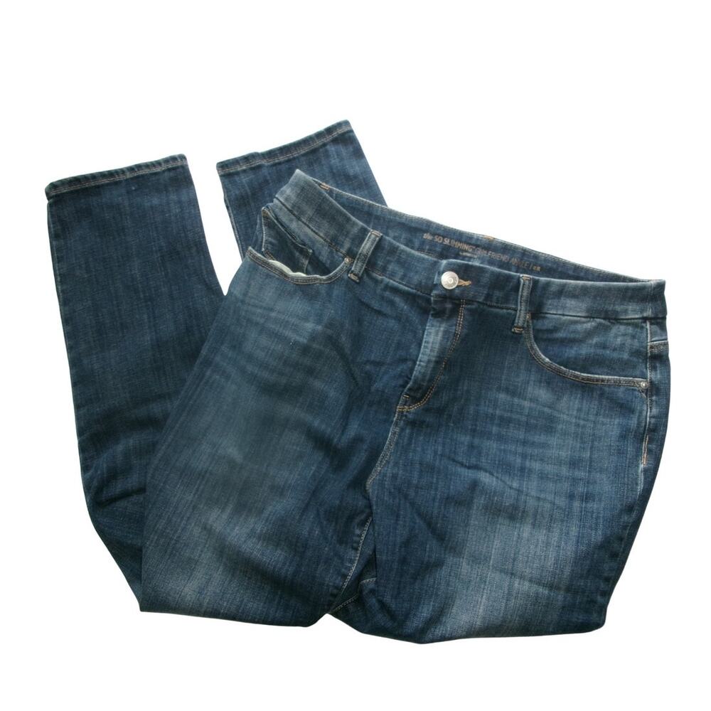 Chico's So Slimming Girlfriend Ankle Jeans Women's 2R Blue Stretch Denim